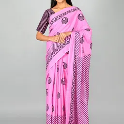 JALTHER Geometric Block Print Saree-3