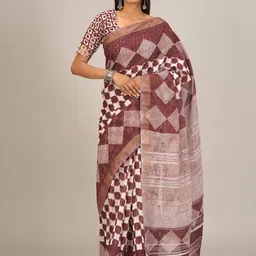 KIAARON Ethnic Motifs Printed Zari Cotton Ikat Saree-picture-40