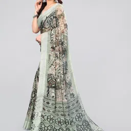 MIRCHI FASHION Green Abstract Printed Saree-picture-16