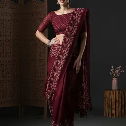 Anouk Burgundy Floral Printed Saree-40