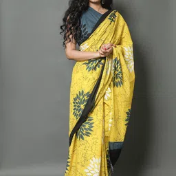 JAIPURI BLOCK PRINT Floral Printed Pure Cotton Saree-98