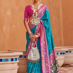 Anouk Polka Dots Woven Design Zari Patola Saree-22
