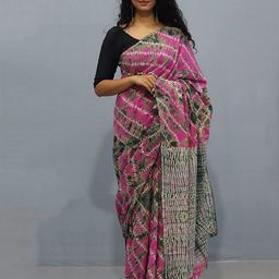 NIKHILAM Tie & Dye Printed Mulmul Cotton Saree-image-96