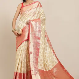 Silk Land Off White Ethnic Motifs Zari Kanjeevaram Saree-picture-28