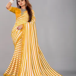limtd Striped Mirror Work Pure Georgette Saree-picture-10
