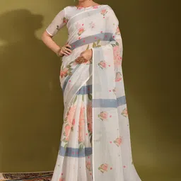 Kalista Floral Zari Saree With Tassels-image-0