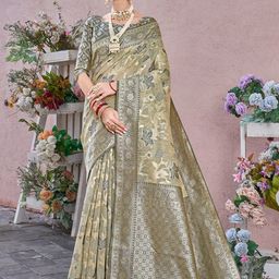 Anouk Woven Design Zari Linen Blend Saree-image-50