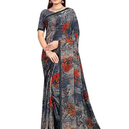 RANGRASIYA Floral Printed Beads and Stones Bhagalpuri Saree-image-46