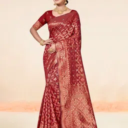 Anouk Ethnic Motifs Woven Design Zari Pure Cotton Chanderi Saree-picture-19