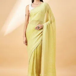 all about you Striped Embellished Pure Chiffon Saree-picture-17