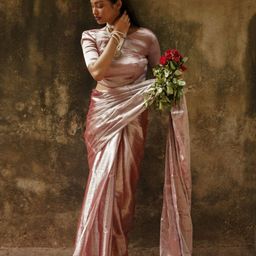 HUTS AND LOOMS Solid Tissue Saree-image-13