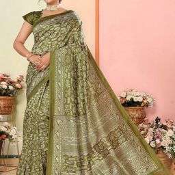 KALINI Kalamkari Printed Bagh Saree-image-41
