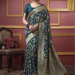 KALINI Ethnic Motifs Woven Design Zari Banarasi Saree-picture-16