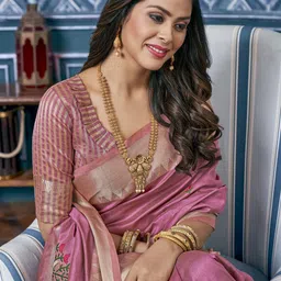 KAVINDI Ethnic Motifs Embroidered Zari Saree-54