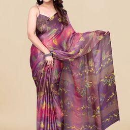 MIRCHI FASHION Pink & Purple Floral Printed Brasso Saree-picture-14