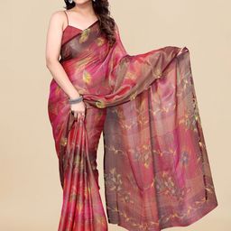 MIRCHI FASHION Red & Yellow Floral Printed Brasso Saree-picture-19