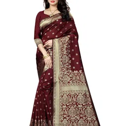 VenderVilla Floral Woven Design Zari Saree-picture-2