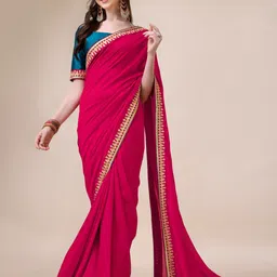 Inddus Embroidered Silk Blend Saree-picture-40