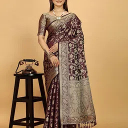 K 5 Fashion Ethnic Motifs Woven Design Zari Organza Saree-20