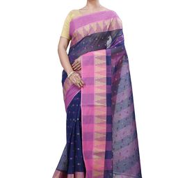 PuJoy Ethnic Motifs Woven Design Pure Cotton Taant Saree-image-92