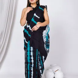 JAIPURI BLOCK PRINT Bandhani Mulmul Cotton Saree image 1