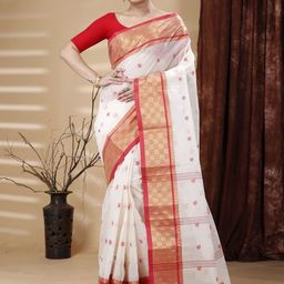 SLAGHA Woven Design Zari Pure Cotton Taant Saree-image-8