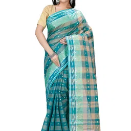 PuJoy Woven Design Zari Pure Cotton Taant Saree-picture-19