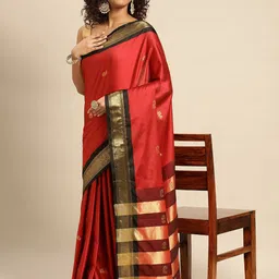 WINKLECART Ethnic Motifs Woven Design Zari Pure Silk Mysore Silk Saree-picture-15