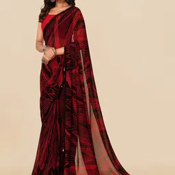 MIRCHI FASHION Black & Red Sequinned Poly Georgette Saree-picture-15