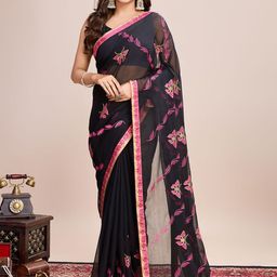 Mitera Ethnic Motifs Embroidered EmbroiderySaree-image-95