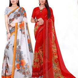 KALINI White & Red Pure Georgette Saree-image-60