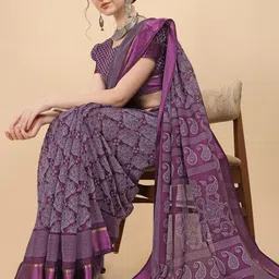 KALINI Purple & White Floral Kota Saree-image-88