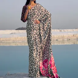 Anouk Ethnic Printed Pure Crepe Saree With Matching Blouse image 1