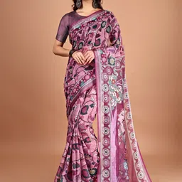 BAPS Kalamkari Zari Saree-image-86