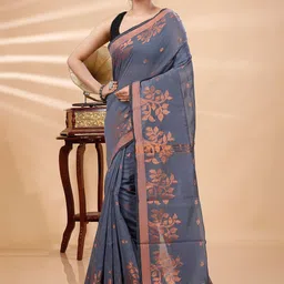 DipDiya Floral Woven Design Zari Taant Saree-picture-19