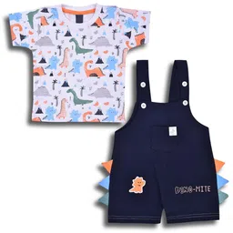 Wish Karo Infant Boys Self Design Cotton Dungaree with T-shirt-56