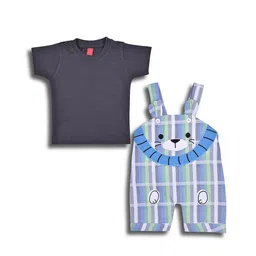 Wish Karo Infant Boys Checked Straight Leg Cotton T-shirt With Dungaree-image-24