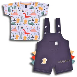 Wish Karo Infant Boys Self Design Cotton Dungaree with T-shirt-picture-20