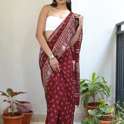 TEEJH Zari Block Print Saree-21