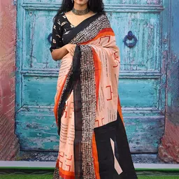 JAIPURI BLOCK PRINT Ethnic Motifs Pure Cotton Ikat Saree-84