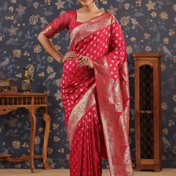 House of Pataudi Ethnic Woven Design Banarasi Saree-image-74