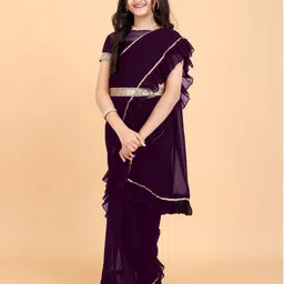 Shrithi Fashion Fab Gotta Patti Pure Georgette Ready to Wear Ruffle Saree For Girls-picture-47