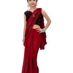 Dhyey Fashion Girls Sequinned Ready to Wear Saree-image-82