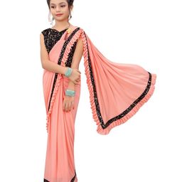 Dhyey Fashion Girls Sequinned Ready to Wear Saree-image-95