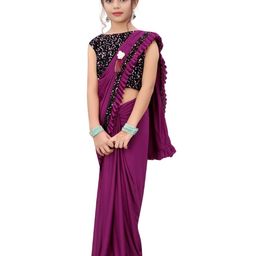 Dhyey Fashion Girls Sequined Ready To Wear Saree-image-50