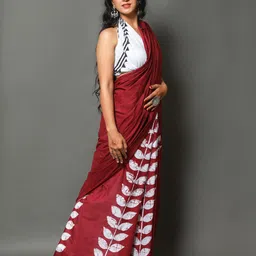 JAIPURI BLOCK PRINT Floral Printed Pure Cotton Block Print Saree image 2