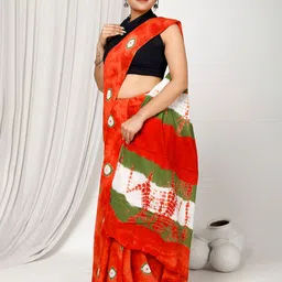 JAIPURI BLOCK PRINT Tie and Dye Printed Saree image 2