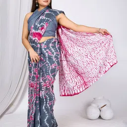 JAIPURI BLOCK PRINT Leheriya Pure Cotton Bagru Saree image 2