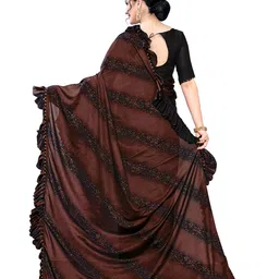 Mitera Abstract Printed Ruffles Saree image 4