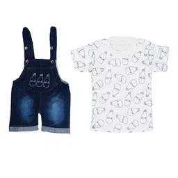 BAESD Infants Slim-Fit Denim Cotton Dungarees With T-Shirt-image-45